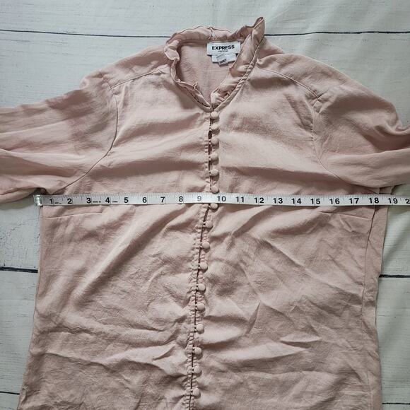Express Size	M Slim Fit Portofino Shirt Pink Fabric Button Loop Closure Feminine - Picture 5 of 8